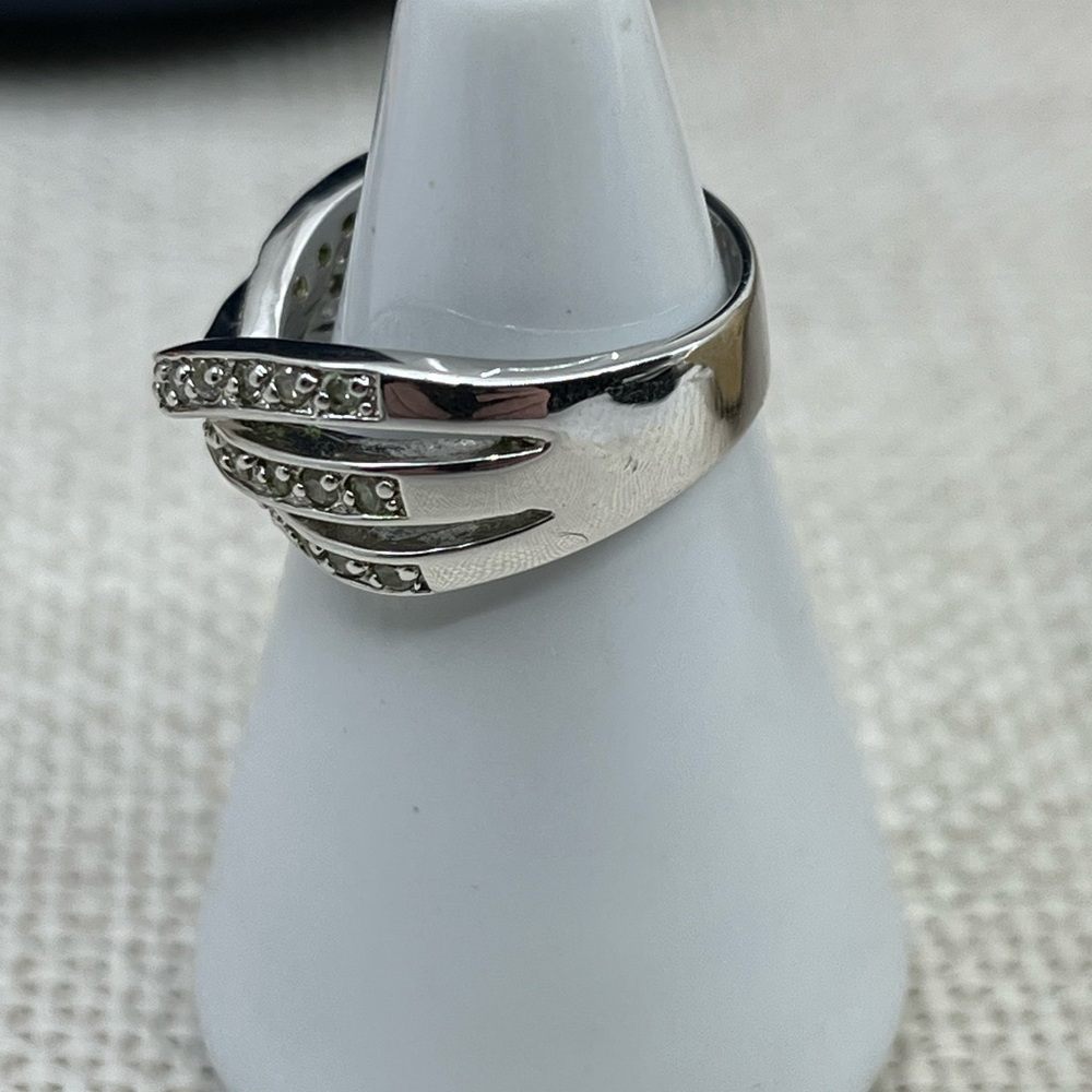 Vintage HAN 925 Sterling Silver Criss-Cross CZ Band Ring – Size 6.75 - Picture 14 of 17